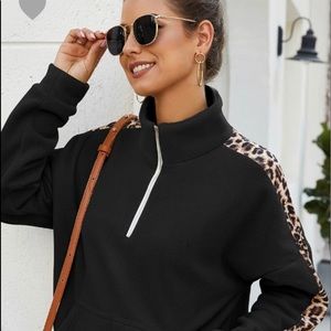 Leopard/ black pull over sweater